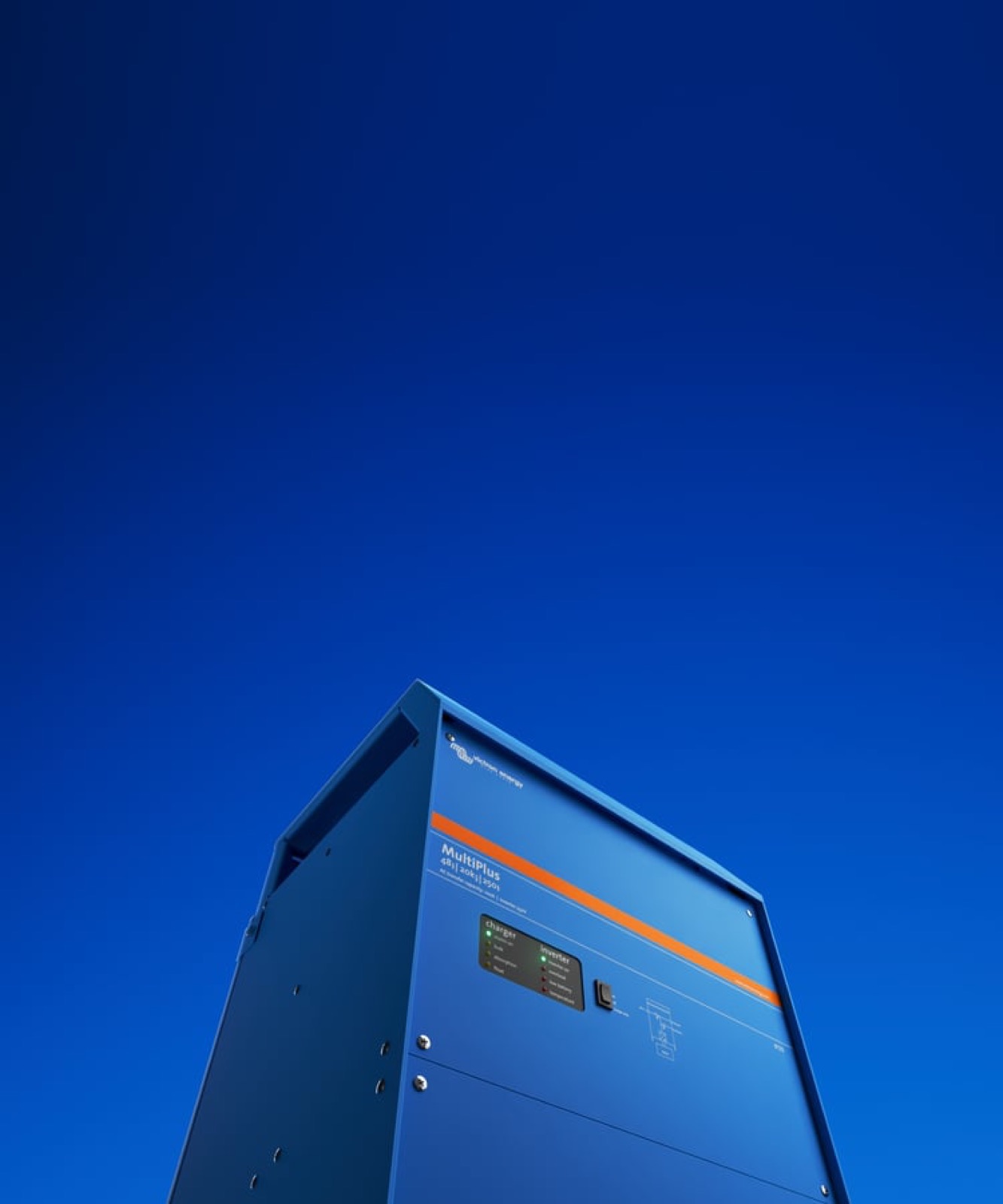Victron MultiPlus inverter against a bright blue sky